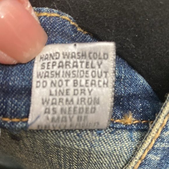 Chico's Denim Jean Jacket Womens Ribbon Applique Boho Artsy Art to wear Size 1 M - Picture 9 of 11